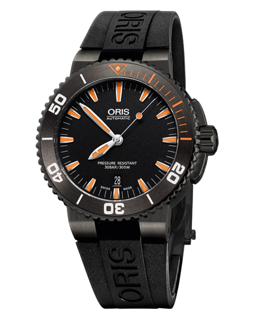 Urx 01 733 7653 4259 07 4 26 34GEB Oris Aquis Date Automatisk Herrklocka 43 mm – Svart Urtavla med Svart Gummiband - Bild 1