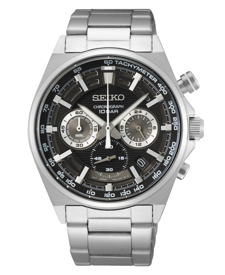 Urx SSB397P1 Seiko Chronograph Herrklocka Quartz 41 mm – Svart Urtavla med Stållänk - Bild 1