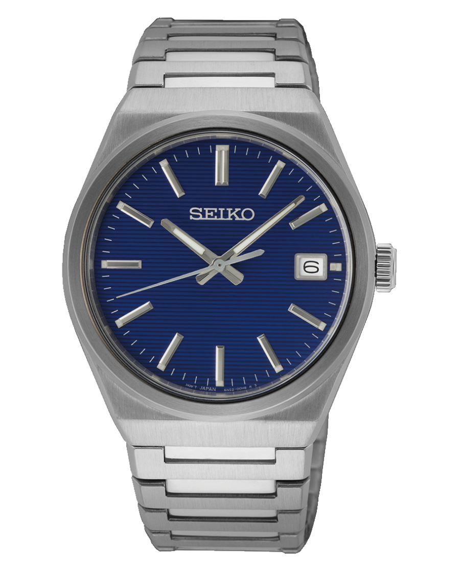 Urx SUR555P1 Seiko Classic Herrklocka Quartz 38.9 mm – Mörkblå Mönstrad Urtavla med Stållänk - Bild 1