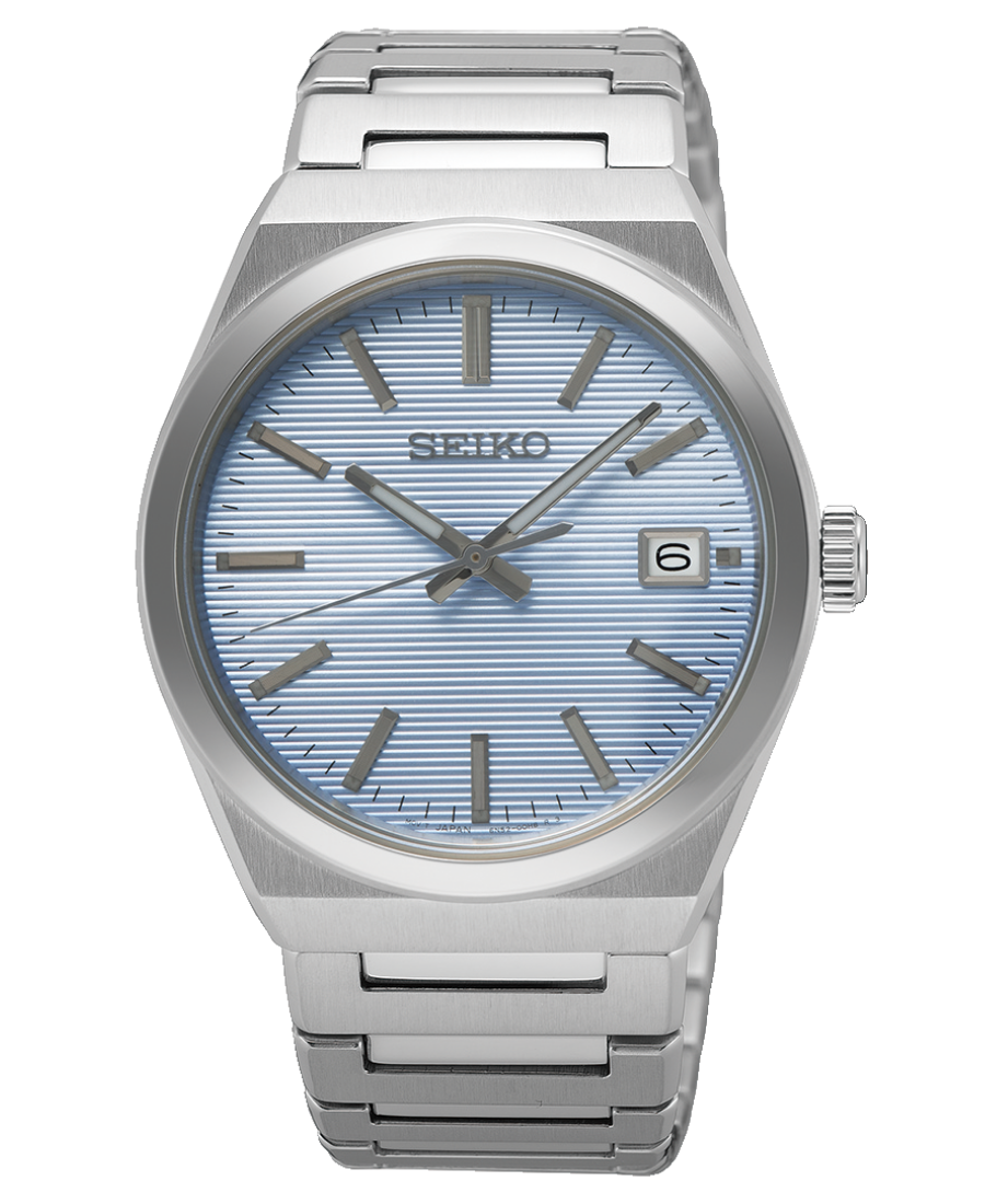 Urx SUR599P1 Seiko Classic Herrklocka Quartz 38.9 mm – Isblå Mönstrad Urtavla med Stållänk - Bild 1