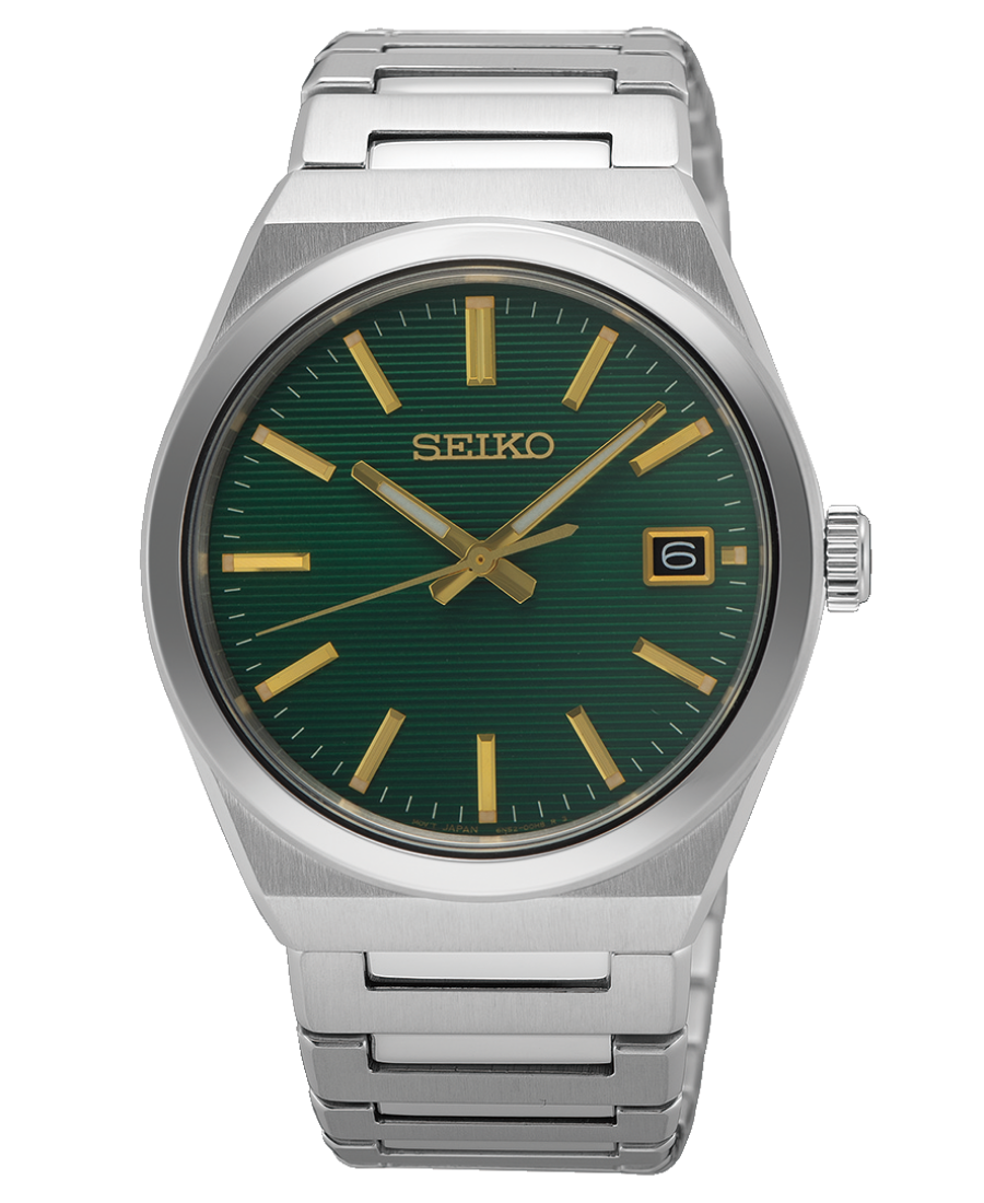 Urx SUR601P1 Seiko Classic Herrklocka Quartz 38.9 mm – Grön Mönstrad Urtavla med Stållänk - Bild 1