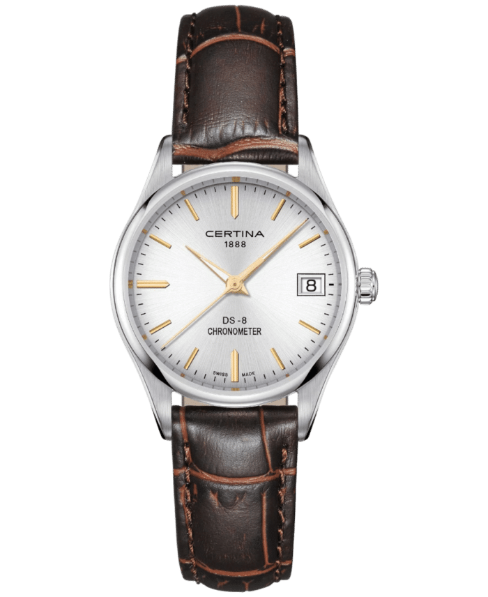 Certina DS 8 Silver Dial Brown Leather Ladies Watch C033.251.16.031.01