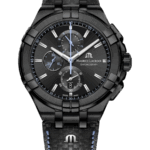 Maurice Lacroix Aikon självlysande visare Svart med självlysande markeringar och indexmarkeringar/Läder 44 mm AI1018-PVB01-337-1