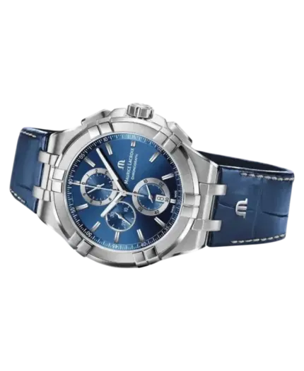 Maurice Lacroix Aikon Blå med indexmarkeringar/Läder 44 mm AI1018-SS001-430-1