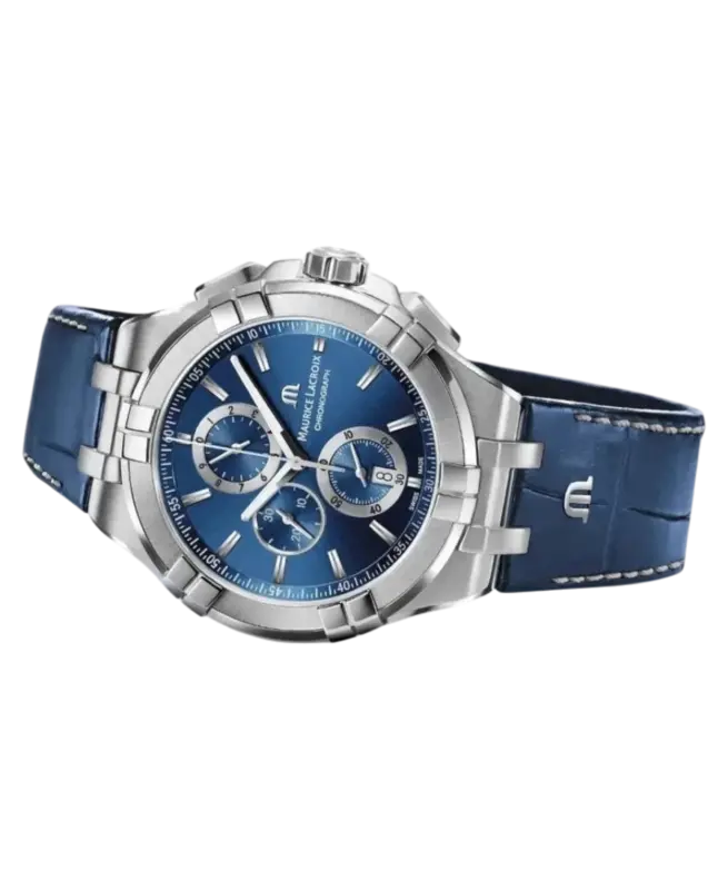 Maurice Lacroix Aikon Blå/Läder 44 mm AI1018-SS001-430-1