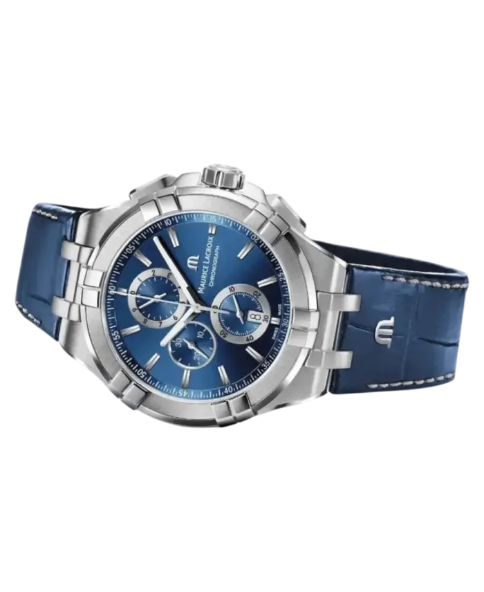 Maurice Lacroix Aikon Blå/Läder 44 mm AI1018-SS001-430-1