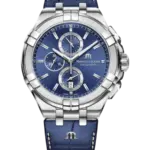 Maurice Lacroix Aikon Blå med indexmarkeringar/Läder 44 mm AI1018-SS001-430-1