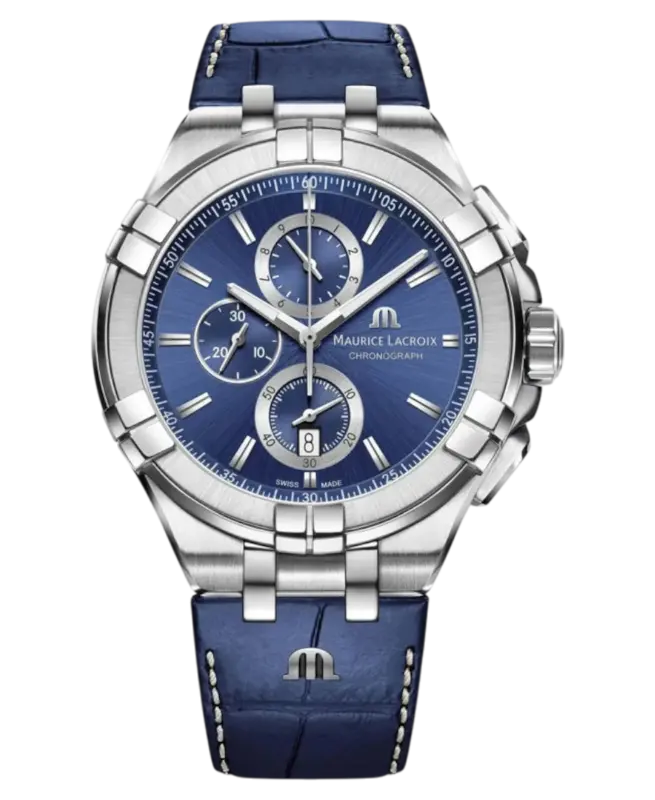Maurice Lacroix Aikon Blå/Läder 44 mm AI1018-SS001-430-1