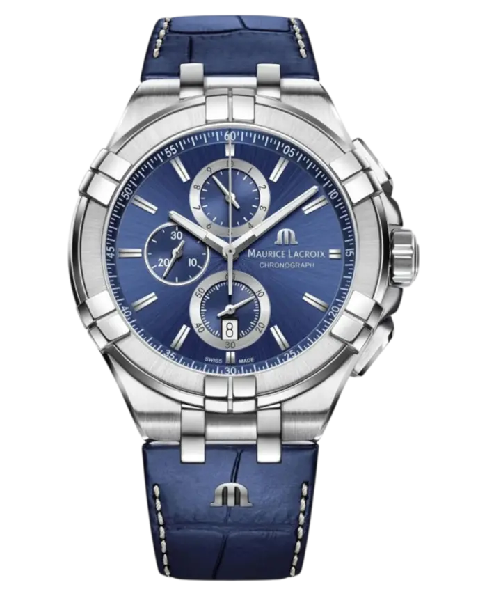 Maurice Lacroix Aikon Blå/Läder 44 mm AI1018-SS001-430-1