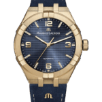 Maurice Lacroix Aikon Automatisk Blå med arabiska siffror och indexmarkeringar självlysande visare/Läder 42 mm AI6008-BRZ01-420-1