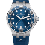 Maurice Lacroix Aikon Automatisk Blå med självlysande indexmarkeringar och visare/Gummi 43 mm AI6058-SS001-430-1