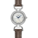 Longines Equestrian Vit pärlemor med diamanter/Läder 26 mm L6.130.0.89.2