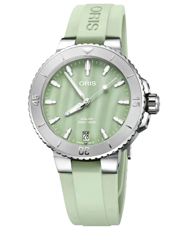Oris Aquis Grön/Gummi 36.5 mm Automatisk 01 733 7770 4157-07 4 18 67FC