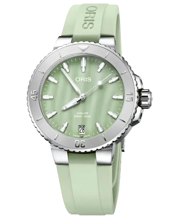 Oris Aquis Grön/Gummi 36.5 mm Automatisk 01 733 7770 4157-07 4 18 67FC