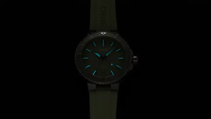 Oris Aquis Grön/Gummi 36.5 mm Automatisk 01 733 7770 4157-07 4 18 67FC
