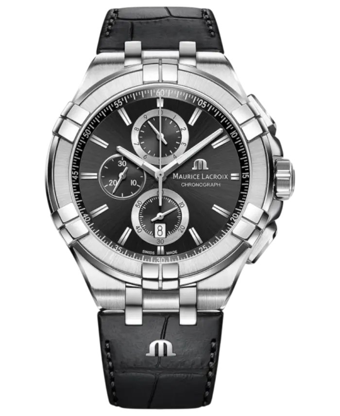 Maurice Lacroix Aikon Quartz Chronograph Svart/Läder 44 mm