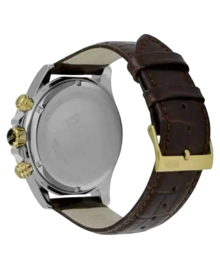 Hugo Boss Ikon 1513174 Herrklocka Vit pärlemor/Gulguld/Stål med Brunt Läderarmband 44 mm