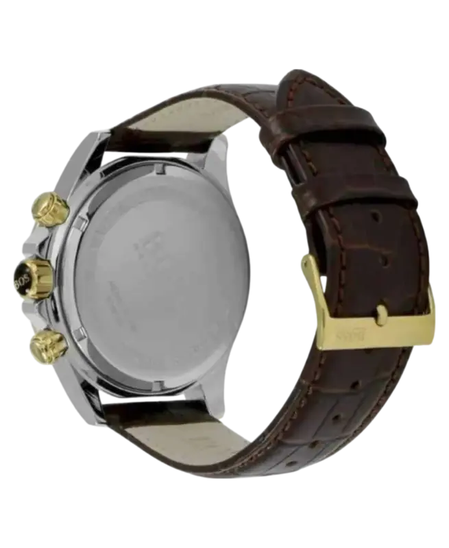 Hugo Boss Ikon 1513174 Herrklocka Vit pärlemor/Gulguld/Stål med Brunt Läderarmband 44 mm