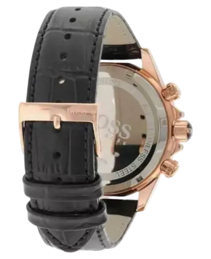 Hugo Boss Ikon 1513179 Herrklocka Svart/Roséguld/Stål med Svart Läderarmband 44 mm
