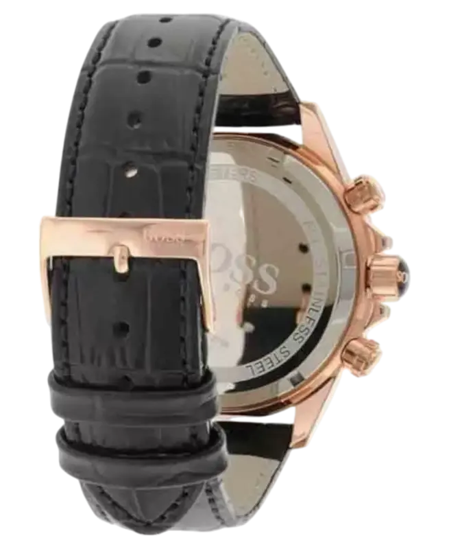 Hugo Boss Ikon 1513179 Herrklocka Svart/Roséguld/Stål med Svart Läderarmband 44 mm