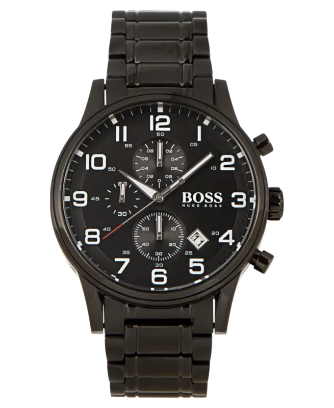 Hugo Boss Aeroliner Svart Stål Herrklocka 44mm 1513180