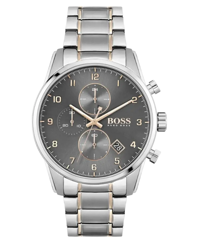 Hugo Boss Skymaster Grå med arabiska siffror och index självlysande visare/Stål 44 mm HB1513789