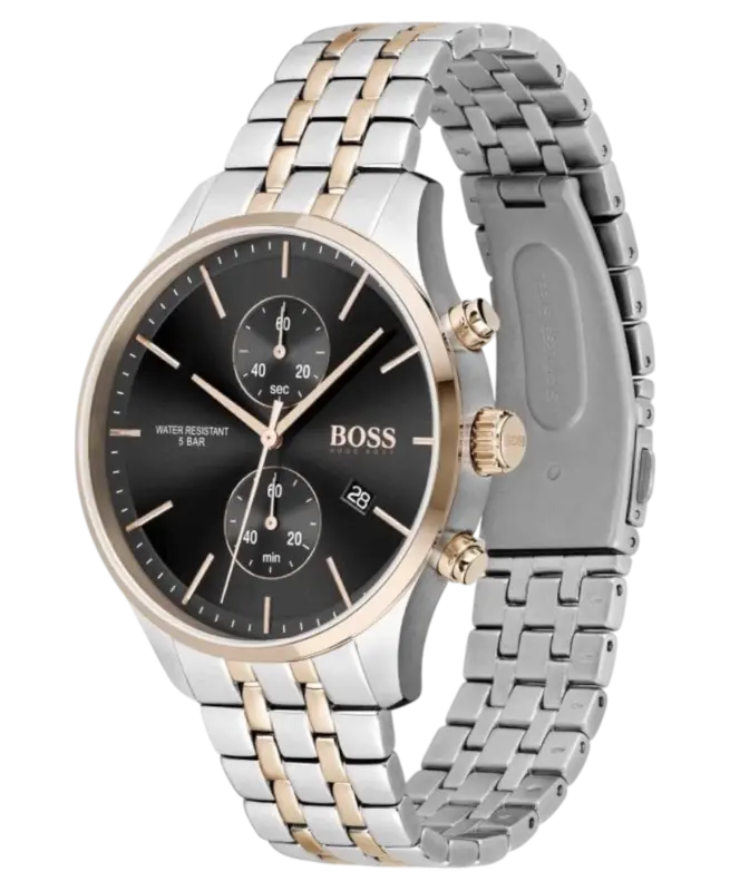 Hugo Boss Associate Svart/Roséguldstonat stål 42 mm 1513840