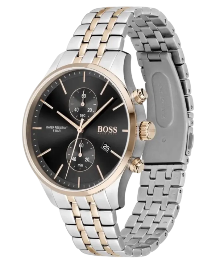 Hugo Boss Associate Svart/Roséguldstonat stål 42 mm 1513840