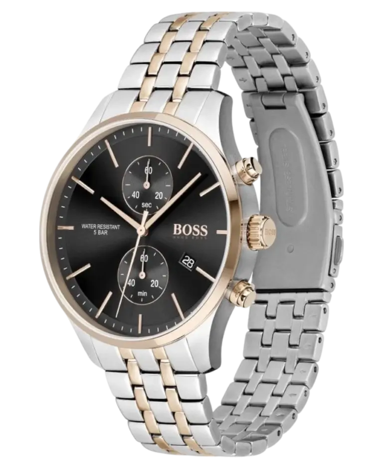 Hugo Boss Associate Svart/Roséguldstonat stål 42 mm 1513840