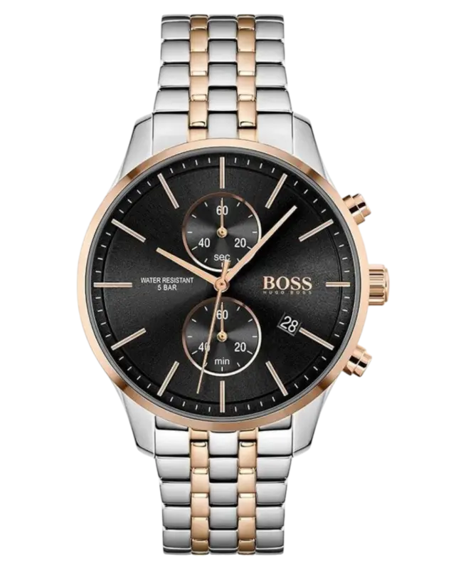 Hugo Boss Associate Svart/Roséguldstonat stål 42 mm 1513840