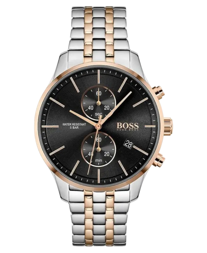 Hugo Boss Associate Svart/Roséguldstonat stål 42 mm 1513840