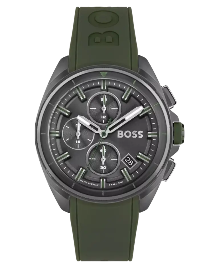 Hugo Boss Volane Herrklocka 1513952 Grå/Grönt Gummi 44 mm