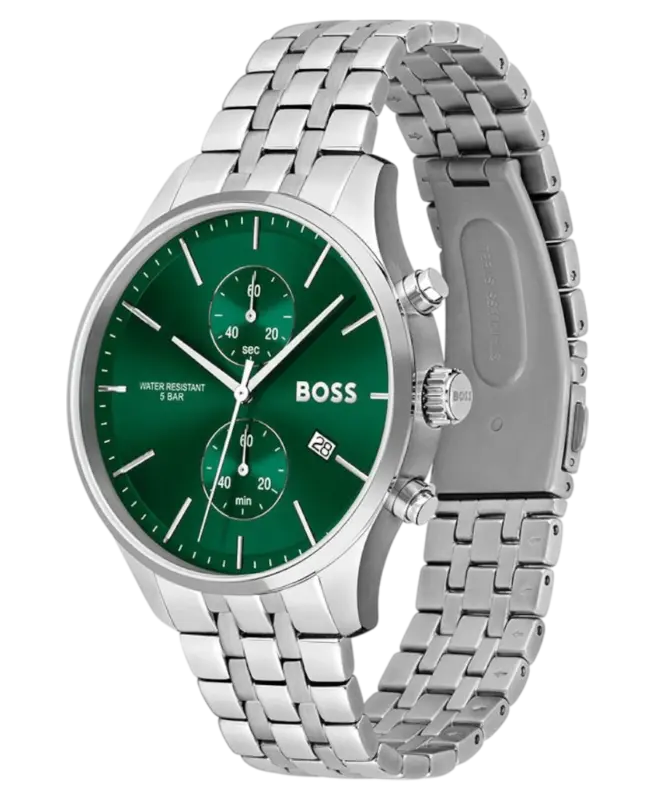 BOSS Herrklocka 1513975 Grön/Silver 42 mm
