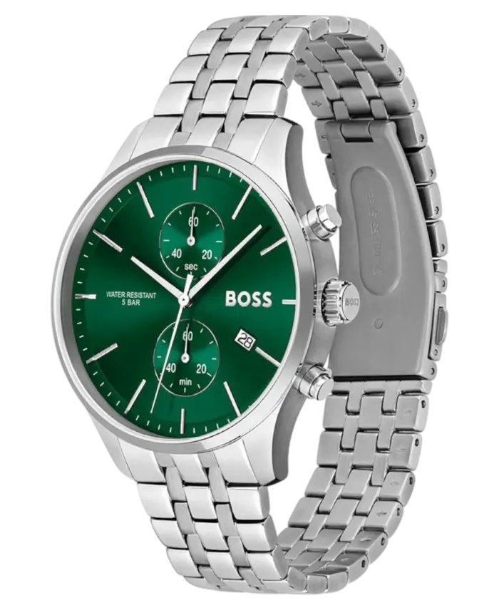 BOSS Herrklocka 1513975 Grön/Silver 42 mm