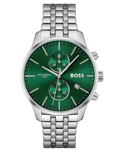 BOSS Herrklocka 1513975 Grön/Silver 42 mm