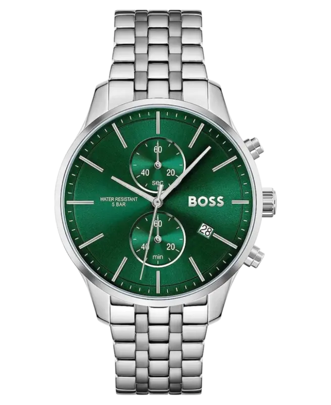 BOSS Herrklocka 1513975 Grön/Silver 42 mm