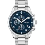 Hugo Boss View Blå med arabiska siffror indexmarkeringar och självlysande visare/Stål 44 mm HB1513989