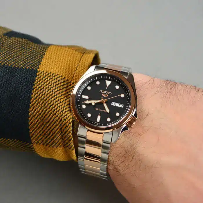 Seiko 5 Automatisk Svart/Roséguldstonat stål 40 mm SRPE58K1