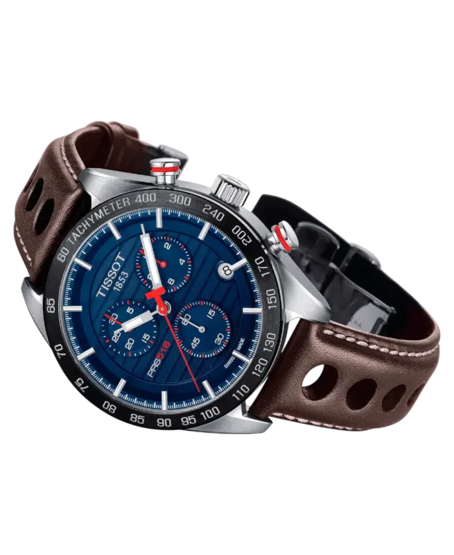 Tissot PRS 516 Blå/Läder 42 mm T100.417.16.041.00