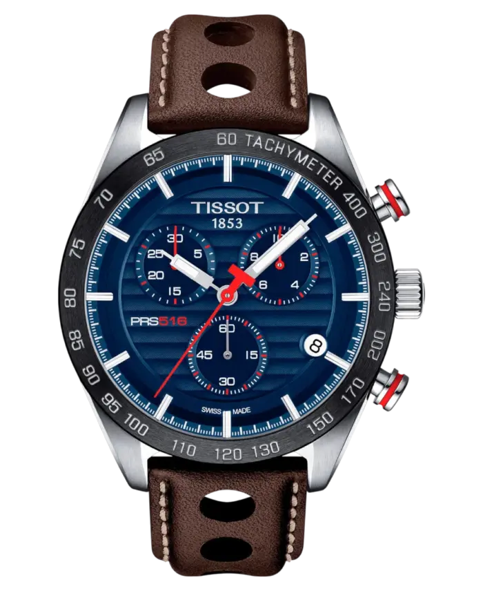 Tissot PRS 516 Blå/Läder 42 mm T100.417.16.041.00