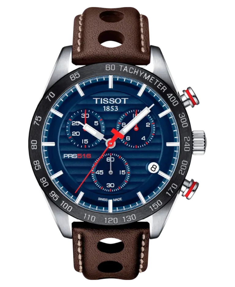 Tissot PRS 516 Blå/Läder 42 mm T100.417.16.041.00
