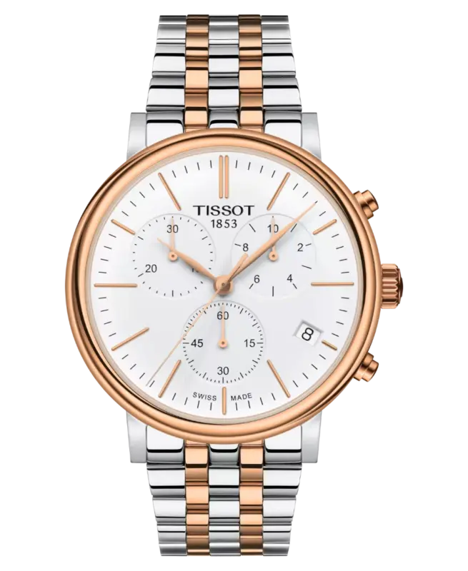 Tissot Carson Premium Chronograph 41 mm Roséguld/Vit T122.417.22.011.00