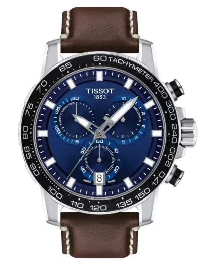Tissot Supersport Chrono 45.5 mm Blå med brunt läderarmband T125.617.16.041.00