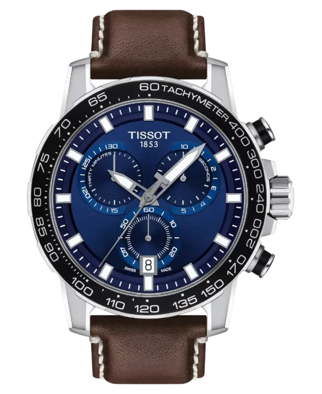 Tissot Supersport Chrono 45.5 mm Blå med brunt läderarmband T125.617.16.041.00