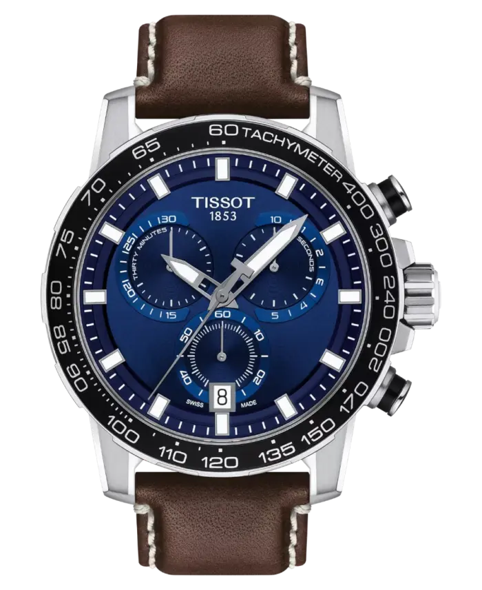 Tissot Supersport Chrono 45.5 mm Blå med brunt läderarmband T125.617.16.041.00