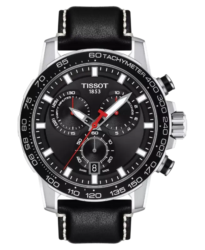 Tissot Supersport Chrono 45.5 mm Svart med svart läderarmband T125.617.16.051.00
