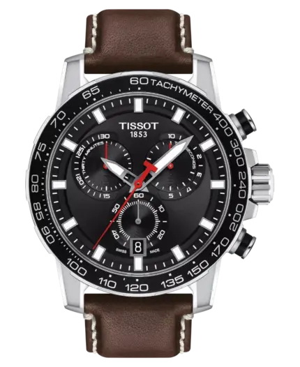 Tissot Supersport Chrono 45.5 mm Svart med brunt läderarmband T125.617.16.051.01