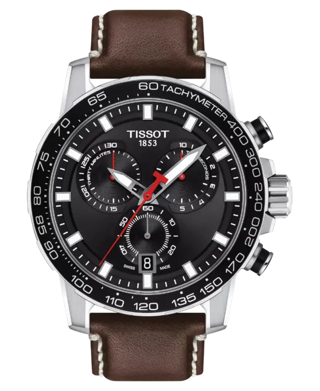 Tissot Supersport Chrono 45.5 mm Svart med brunt läderarmband T125.617.16.051.01
