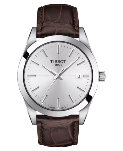 Tissot Gentleman Herrklocka Silver/Brun Läder 40 mm T127.410.16.031.01