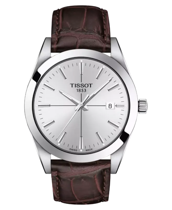 Tissot Gentleman Herrklocka Silver/Brun Läder 40 mm T127.410.16.031.01